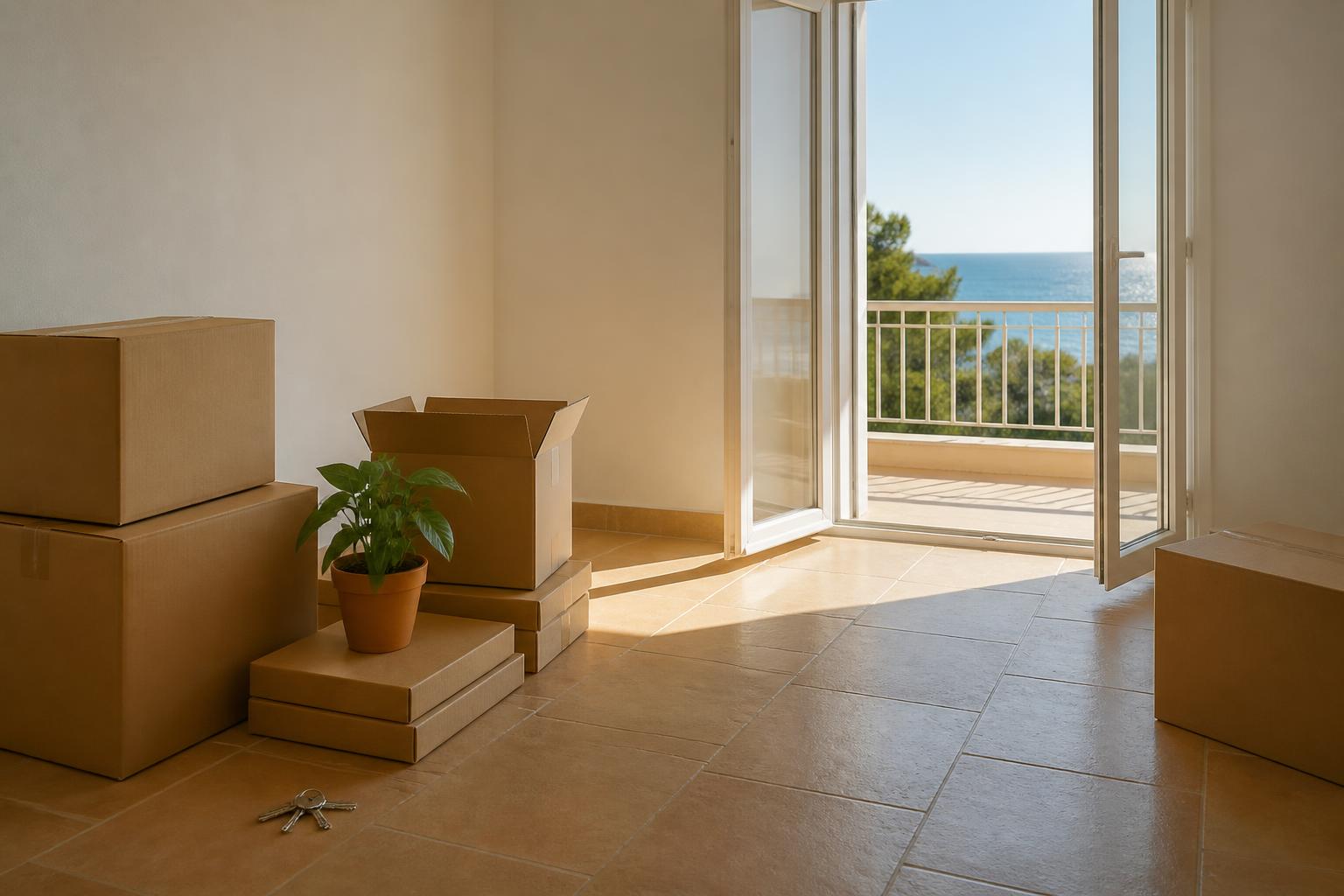 "A quiet sunlit street in a Costa del Sol town, representing everyday life for new residents."